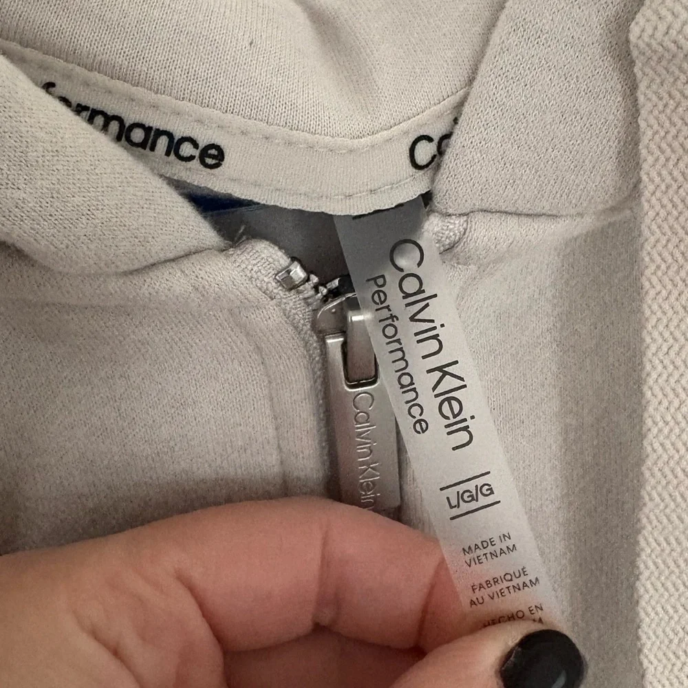 Calvin Klein Performance Cream/Beige Zip-Up Oversized Hoodie - size L - Picture 4 of 4